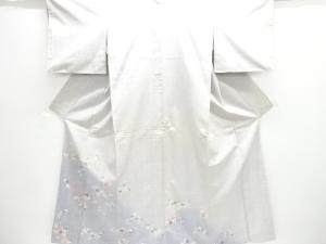 アンティーク　草花模様一つ紋手織り紬着物